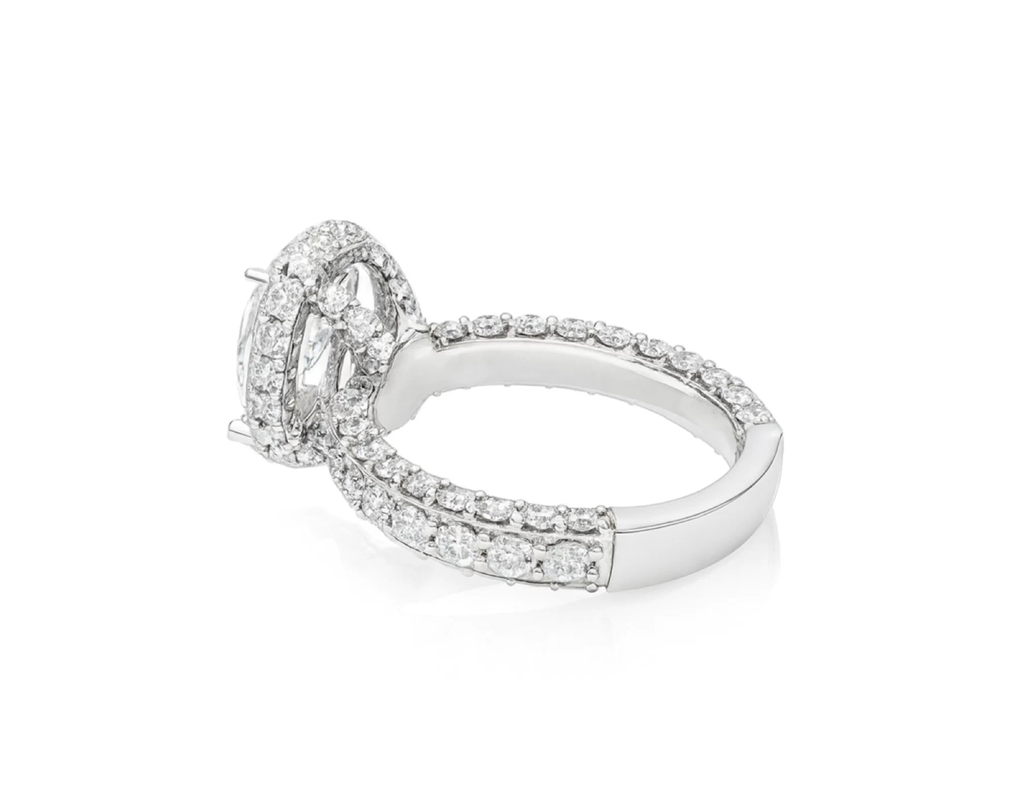 14k Oval Cut Triple-Row Pavé Engagement Ring 6.10 CT – lifestyle 2306