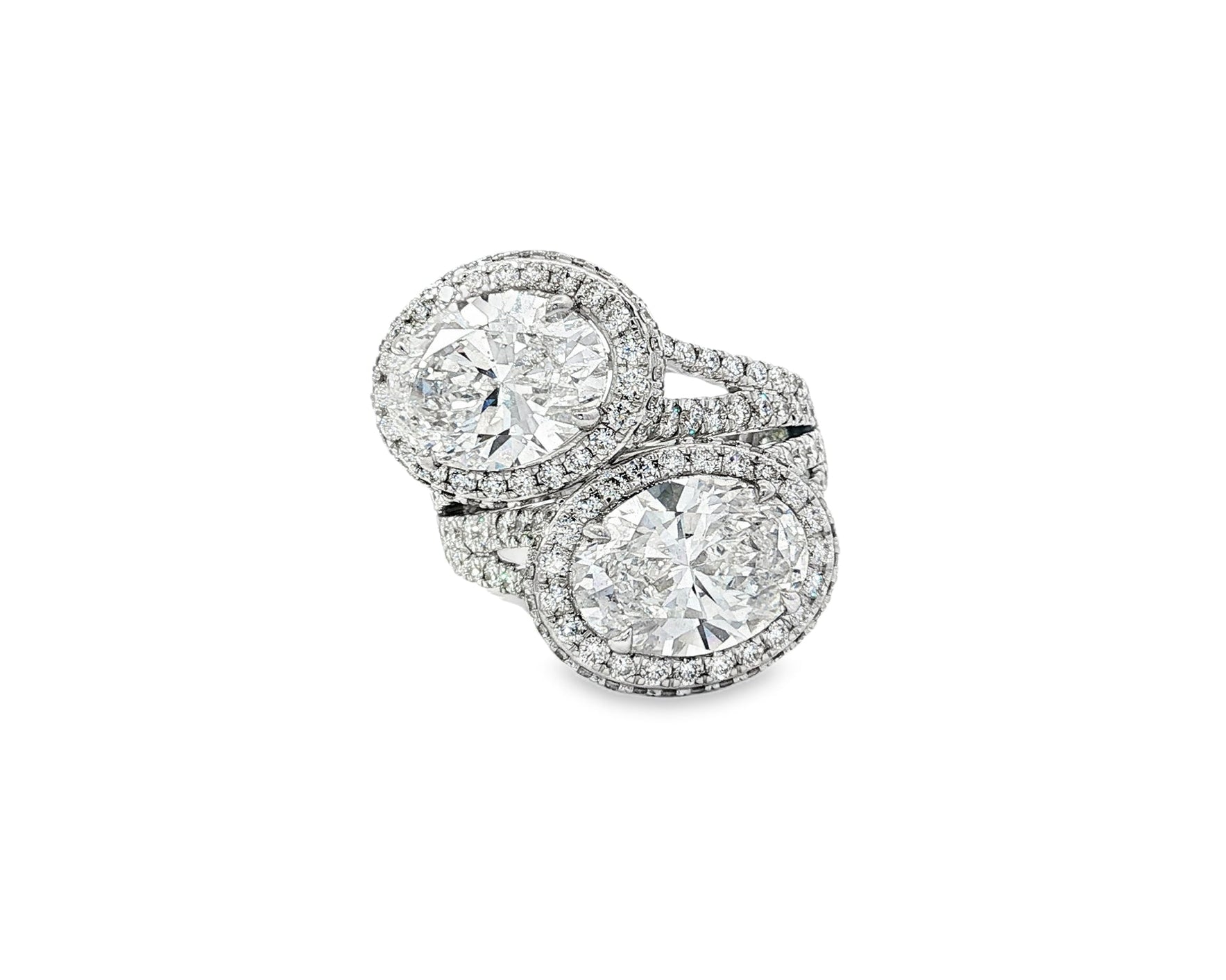 14k Oval Double Halo Split - Shank Engagement Ring 5.14 CT - AVI THE JEWELER