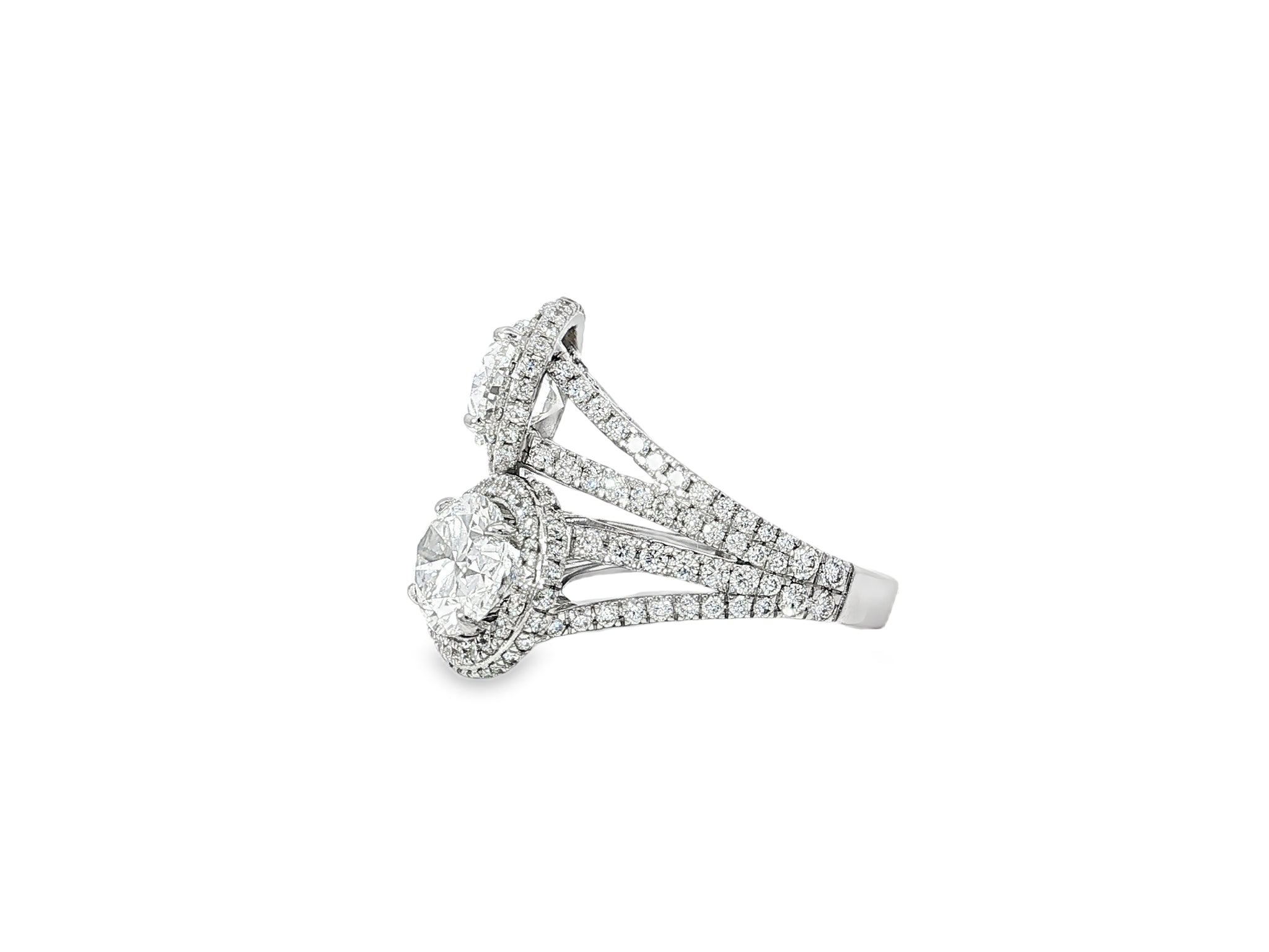 14k Oval Double Halo Split - Shank Engagement Ring 5.14 CT - AVI THE JEWELER