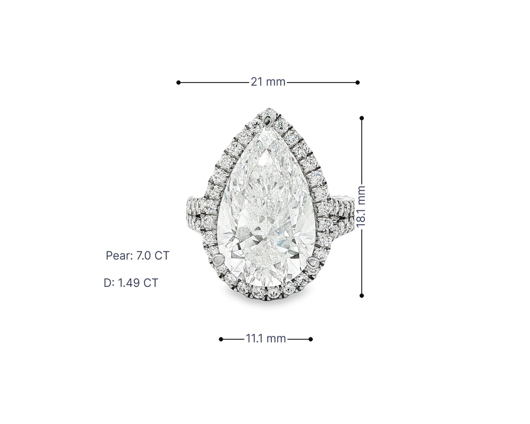 14k Pear Cut Halo Double - Row Micropavé Engagement Ring 8.60 CT - AVI THE JEWELER