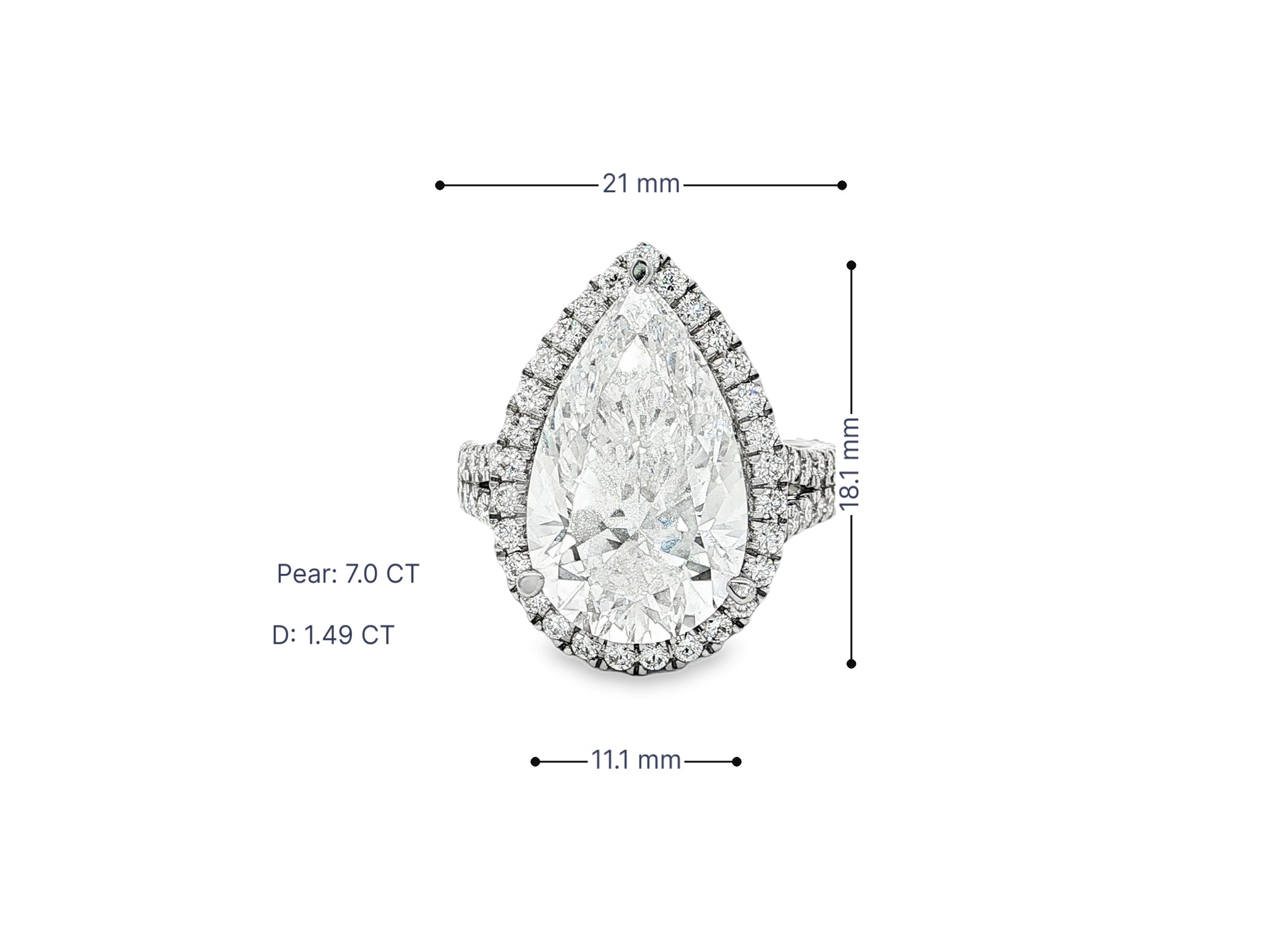 14k Pear Cut Halo Double - Row Micropavé Engagement Ring 8.60 CT - AVI THE JEWELER