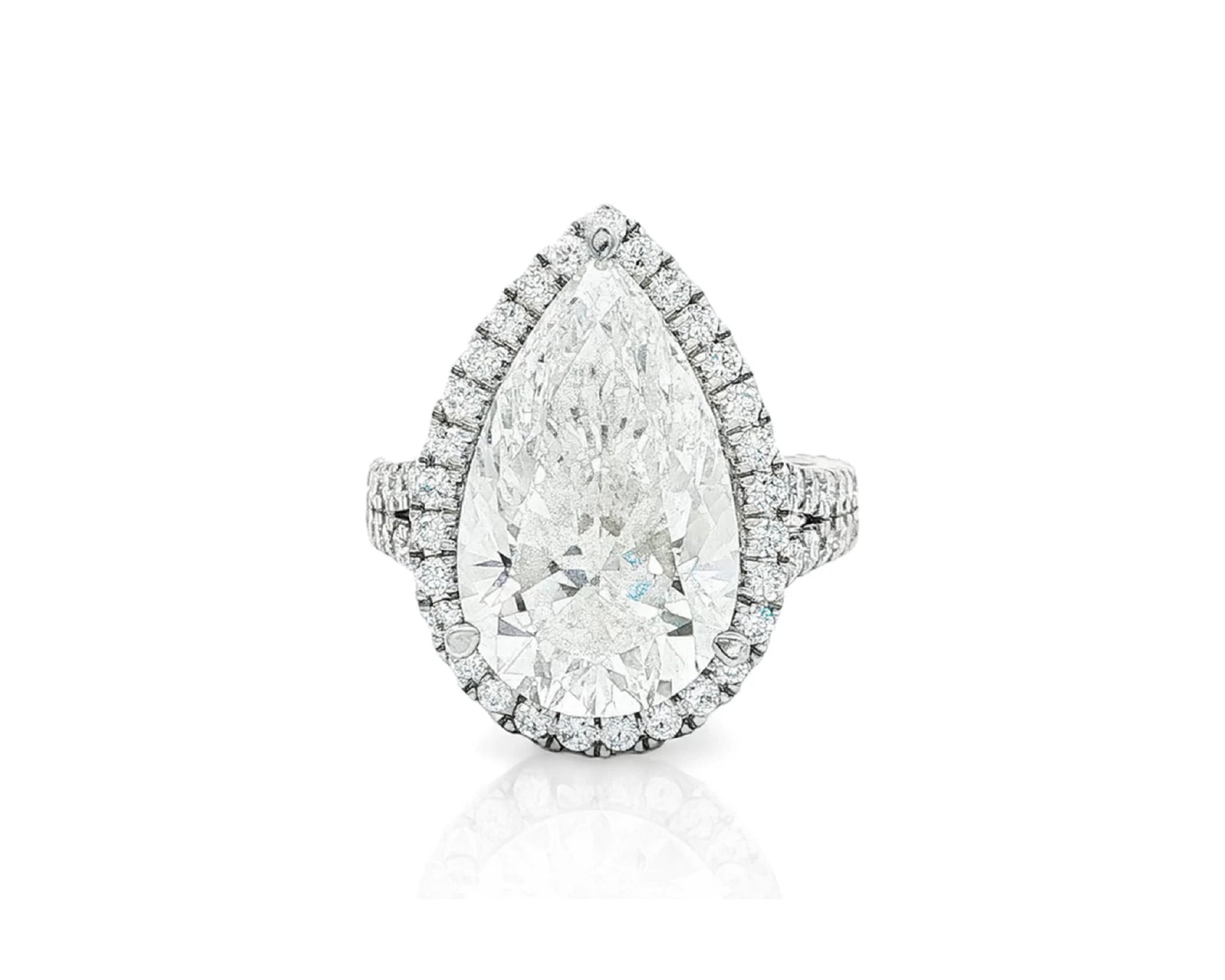 14k Pear Cut Halo Double-Row Micropavé Engagement Ring 8.60 CT – lifestyle 2429