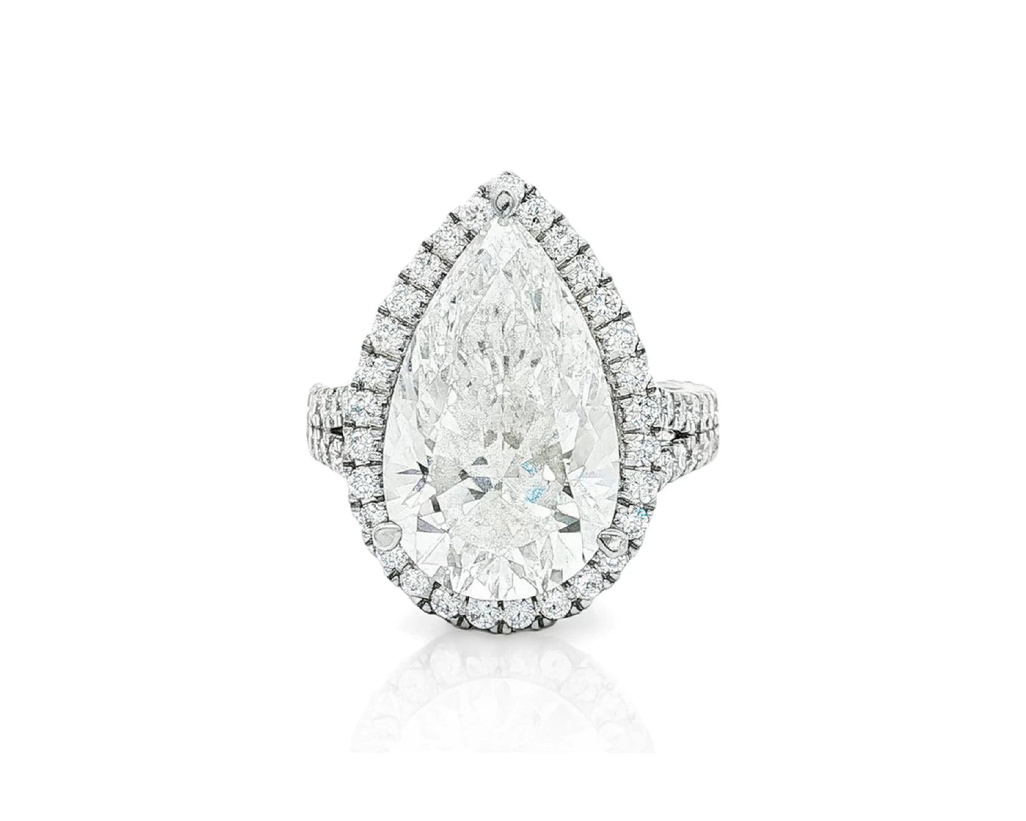 14k Pear Cut Halo Double-Row Micropavé Engagement Ring 8.60 CT – lifestyle 2429