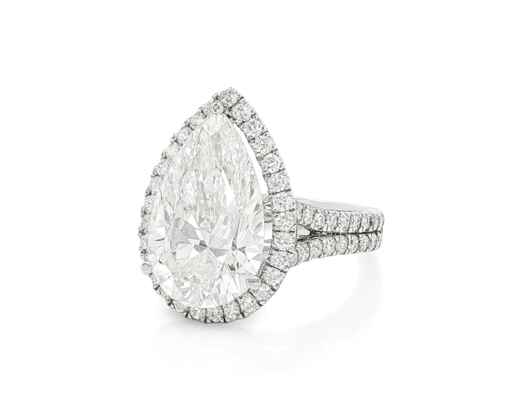 14k Pear Cut Halo Double-Row Micropavé Engagement Ring 8.60 CT – lifestyle 2430
