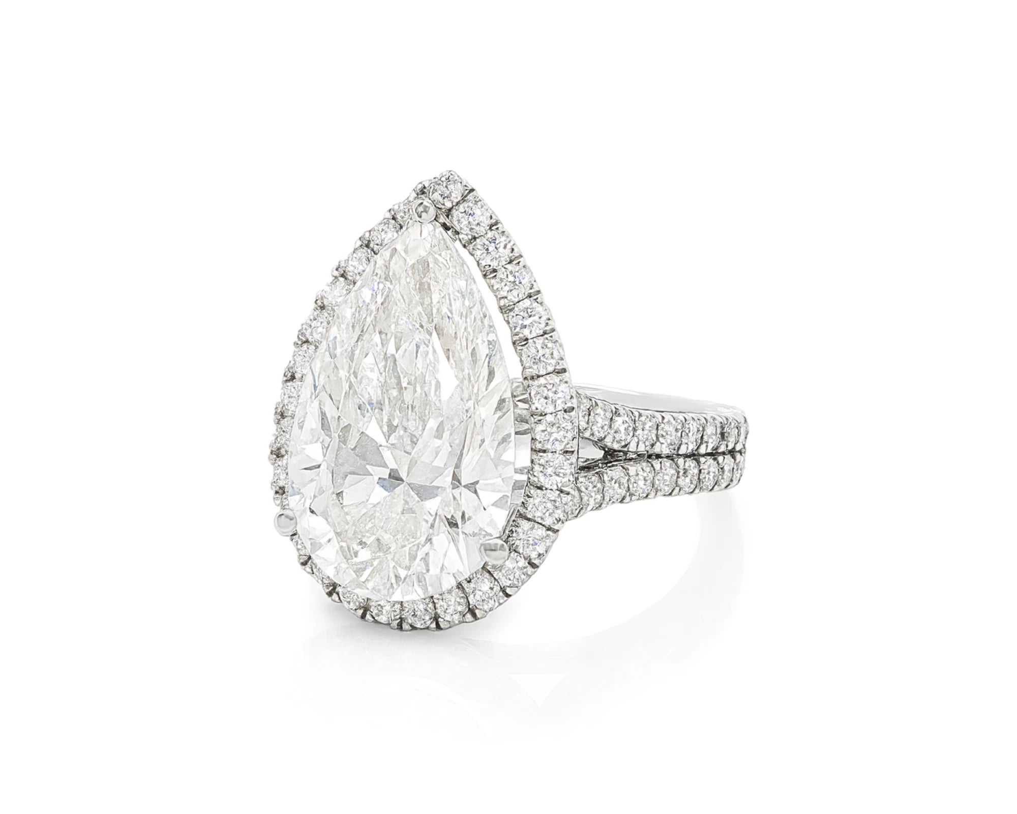 14k Pear Cut Halo Double-Row Micropavé Engagement Ring 8.60 CT – lifestyle 2430
