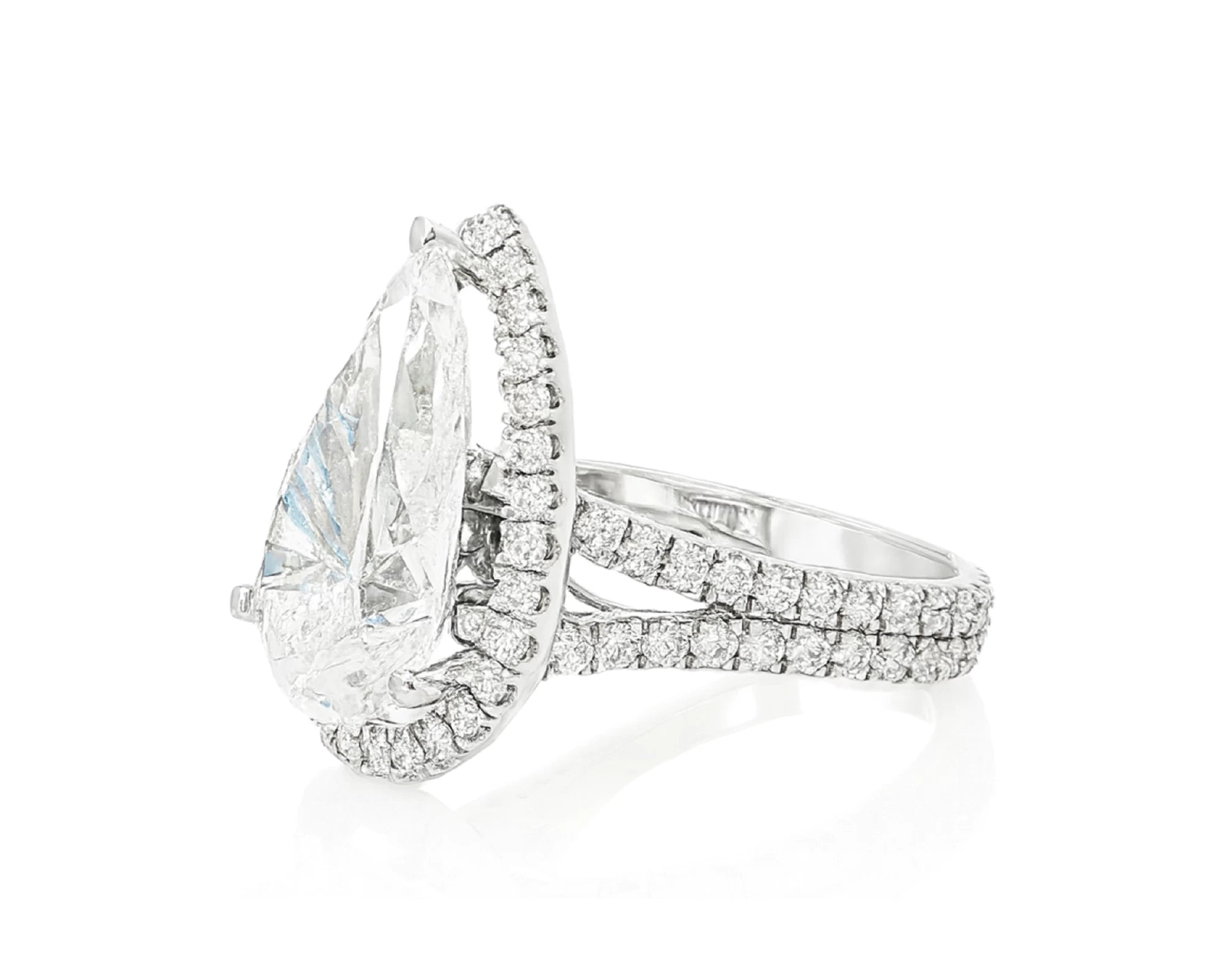 14k Pear Cut Halo Double-Row Micropavé Engagement Ring 8.60 CT – lifestyle 2431