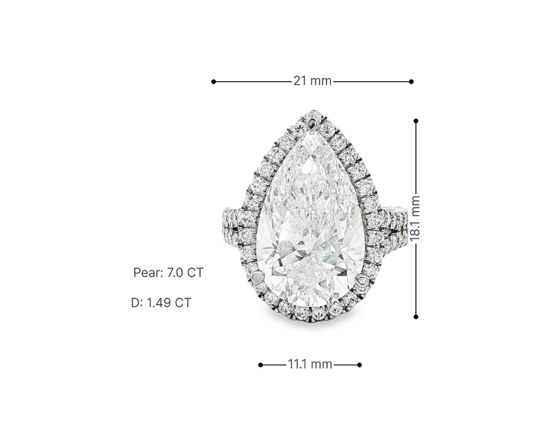 14k Pear Cut Halo Double-Row Micropavé Engagement Ring 8.60 CT – lifestyle 3096