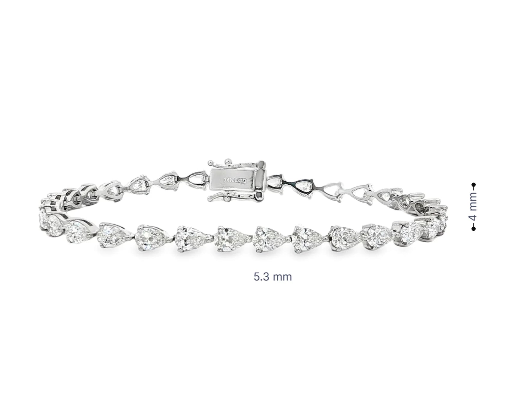 14K Pear-Cut Lab-Grown Diamond Tennis Bracelet 6.65ct – front view