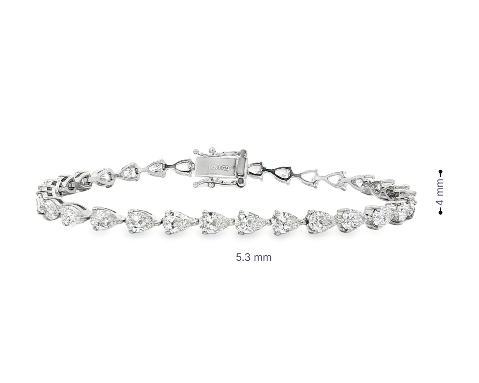 14K Pear-Cut Lab-Grown Diamond Tennis Bracelet 6.65ct – front view