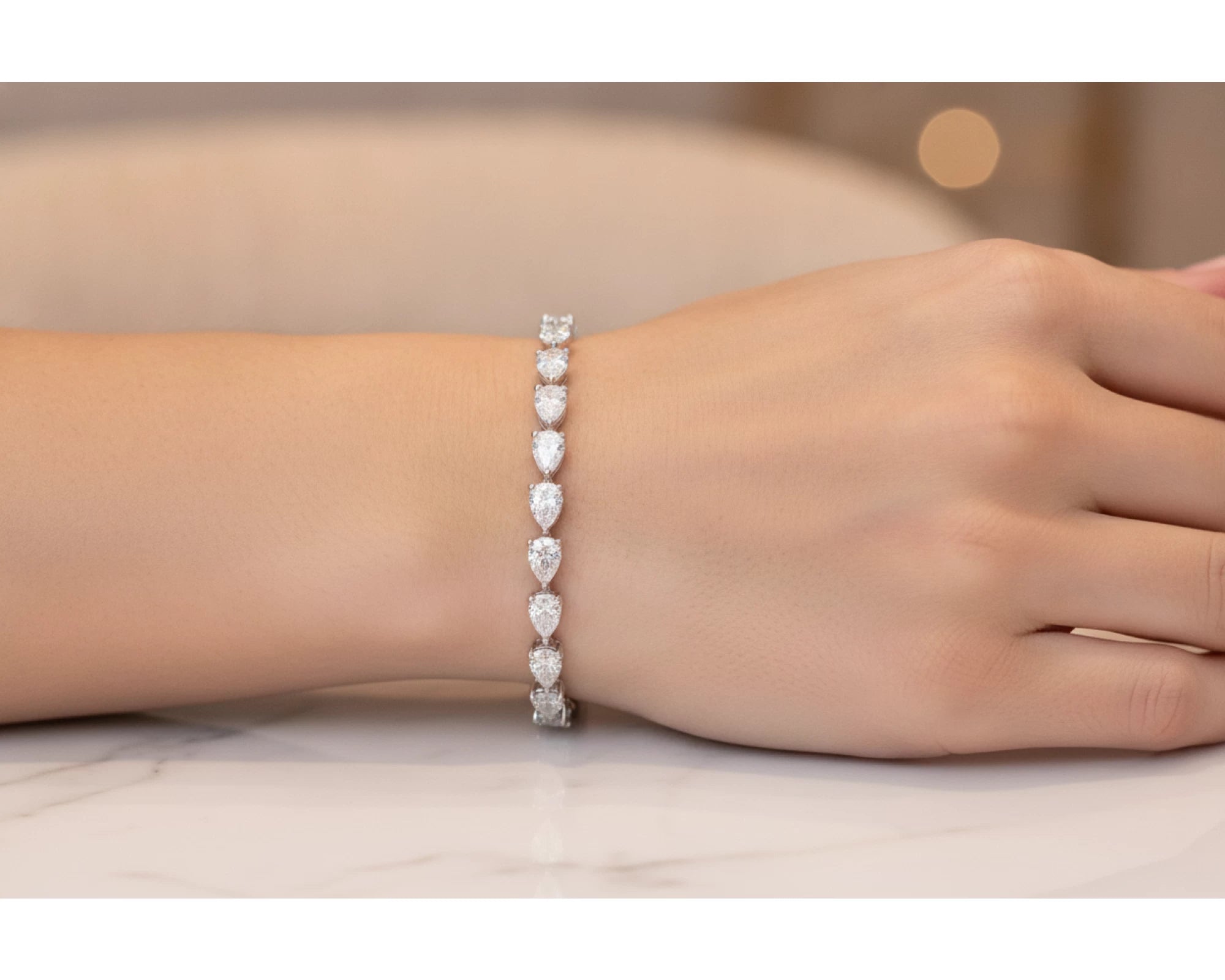 14K Pear-Cut Lab-Grown Diamond Tennis Bracelet 6.65ct – lifestyle 4278