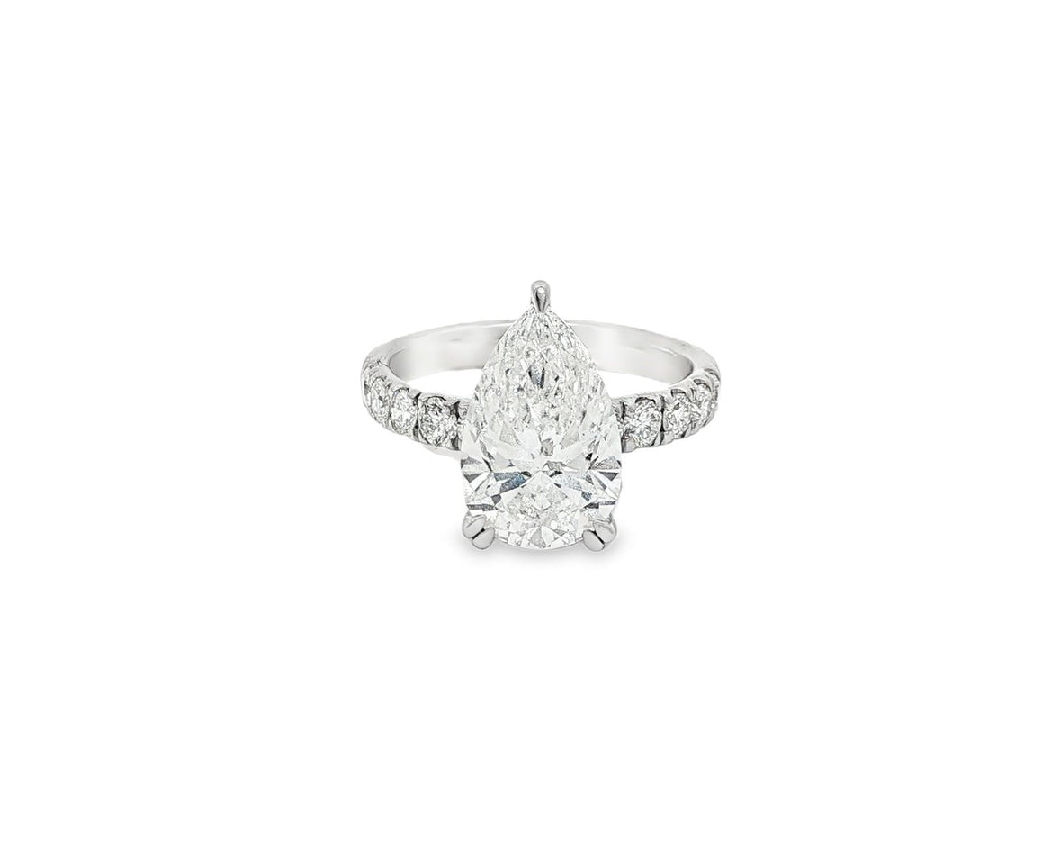 14k Pear Cut Micropavé Engagement Ring 3.73 CT - AVI THE JEWELER