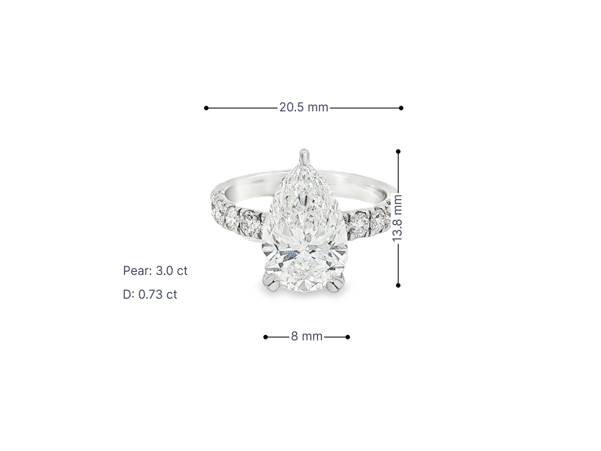 14k Pear Cut Micropavé Engagement Ring 3.73 CT - AVI THE JEWELER