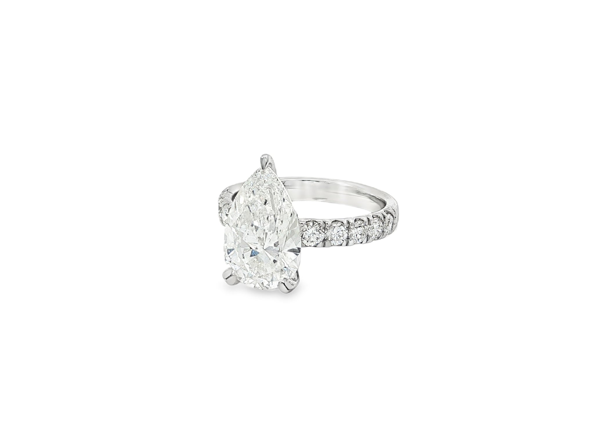 14k Pear Cut Micropavé Engagement Ring 3.73 CT - AVI THE JEWELER