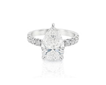 14k Pear Cut  Micropavé Engagement Ring 3.73 CT