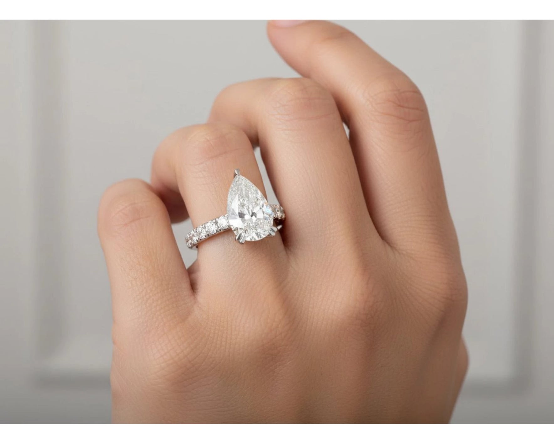 14k Pear Cut  Micropavé Engagement Ring 3.73 CT – view 2