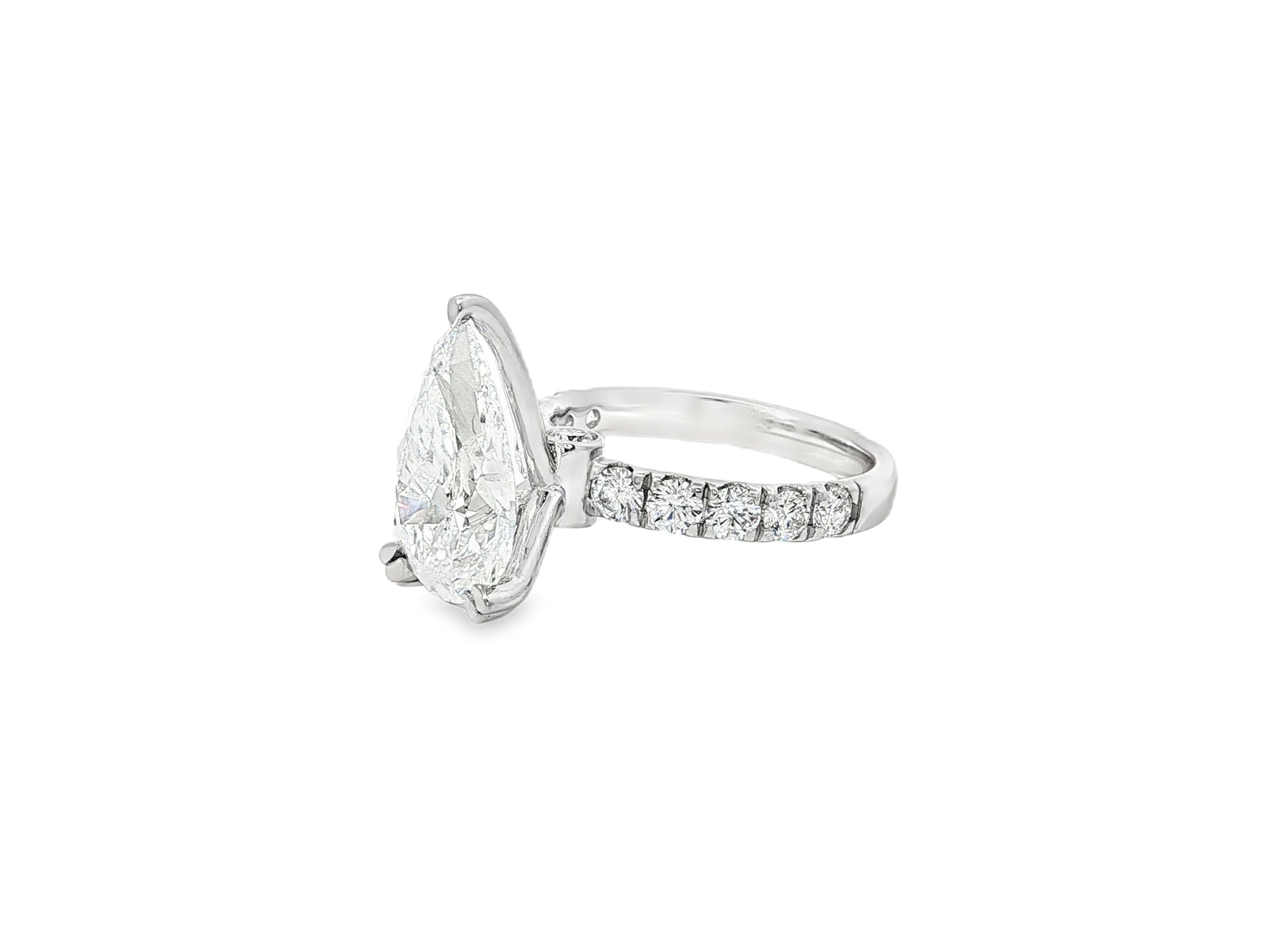 14k Pear Cut Micropavé Engagement Ring 5.02 CT - AVI THE JEWELER