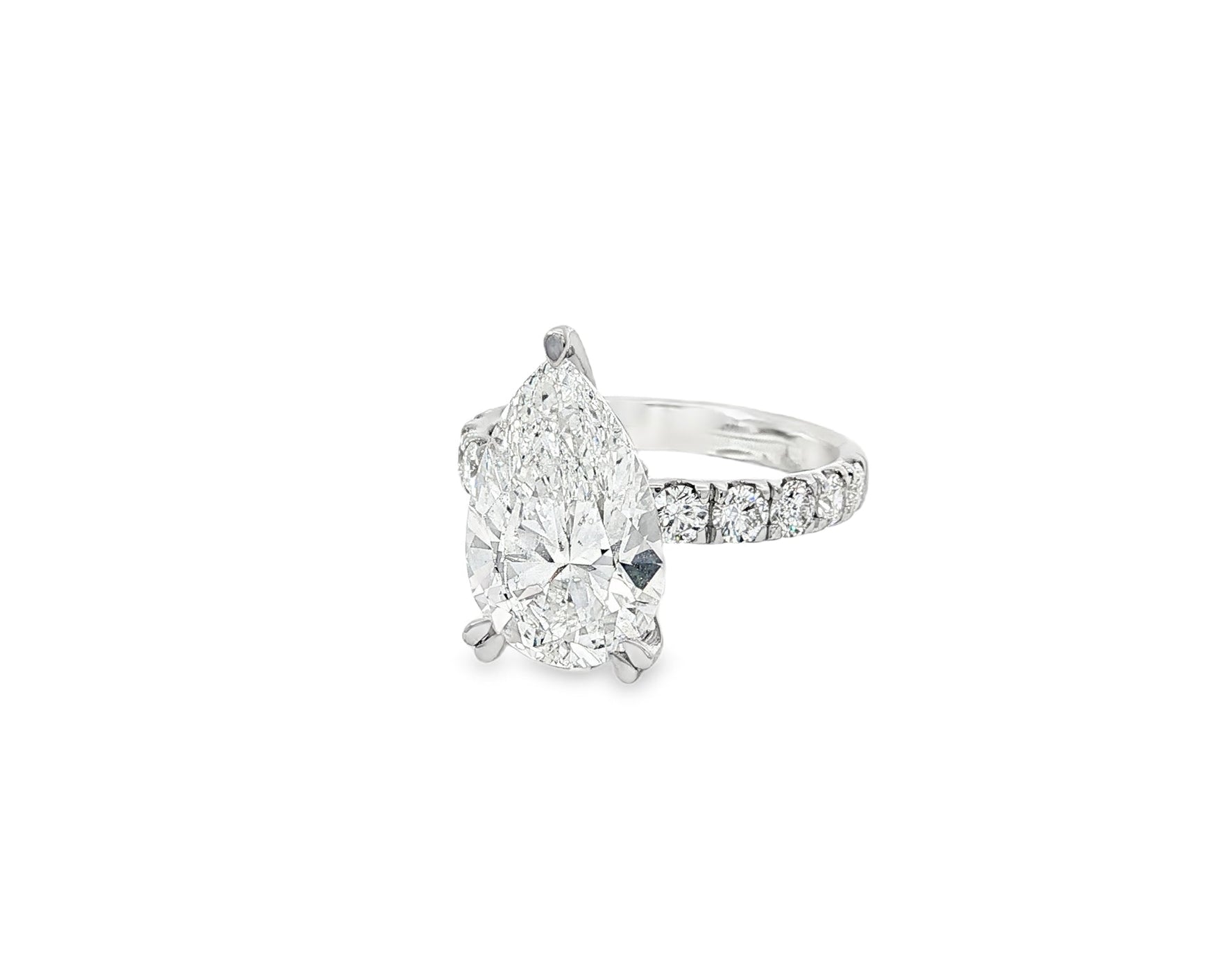 14k Pear Cut Micropavé Engagement Ring 5.02 CT - AVI THE JEWELER