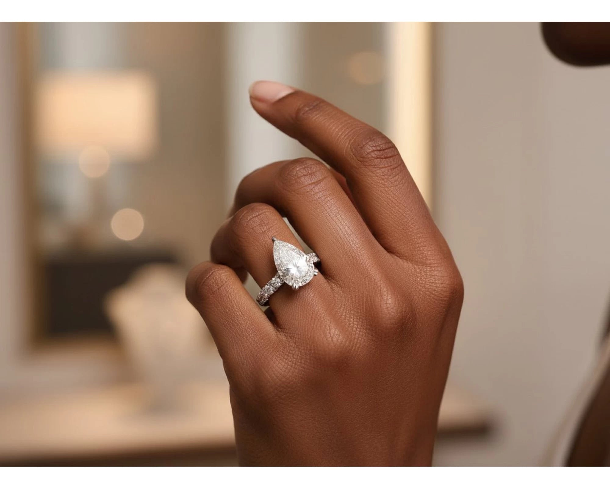 14k Pear Cut Micropavé Engagement Ring 5.02 CT – view 2