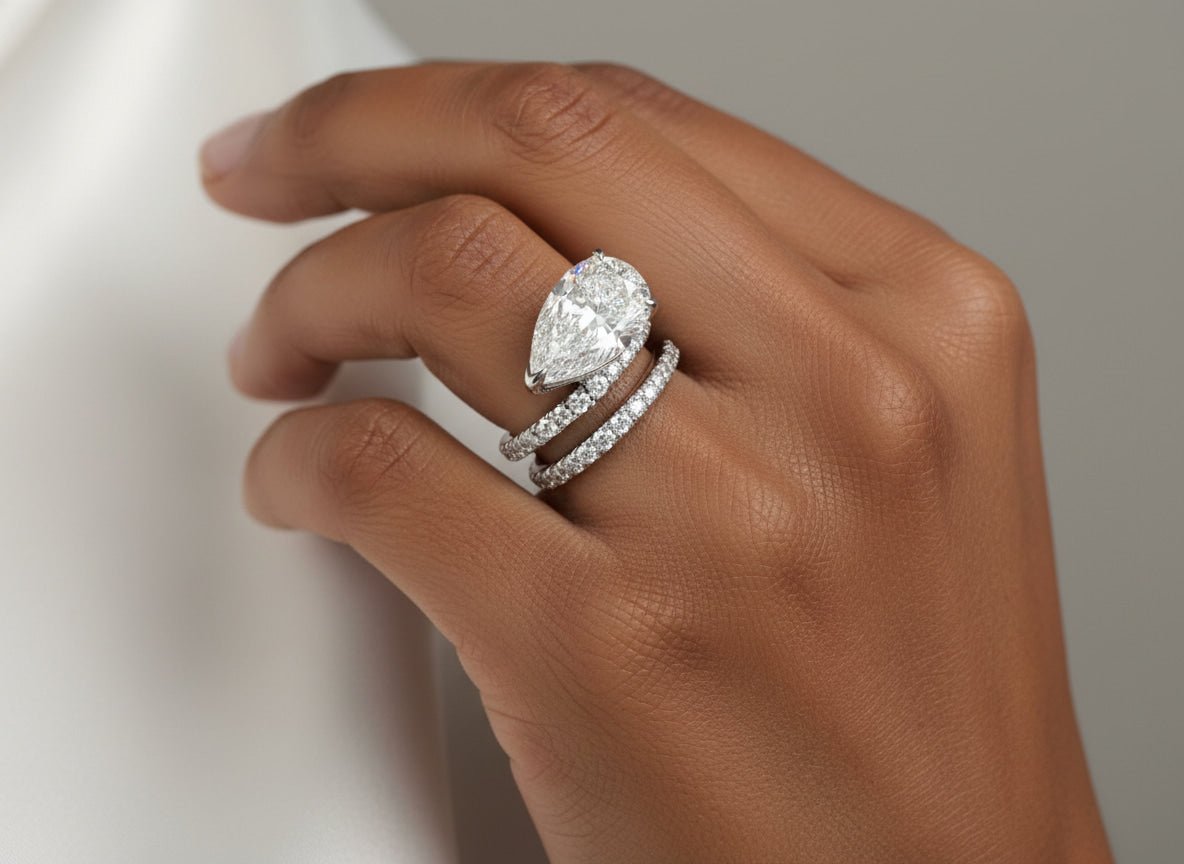 14k Pear Cut Spiral Micropavé Engagement Ring 5.50 CT - AVI THE JEWELER