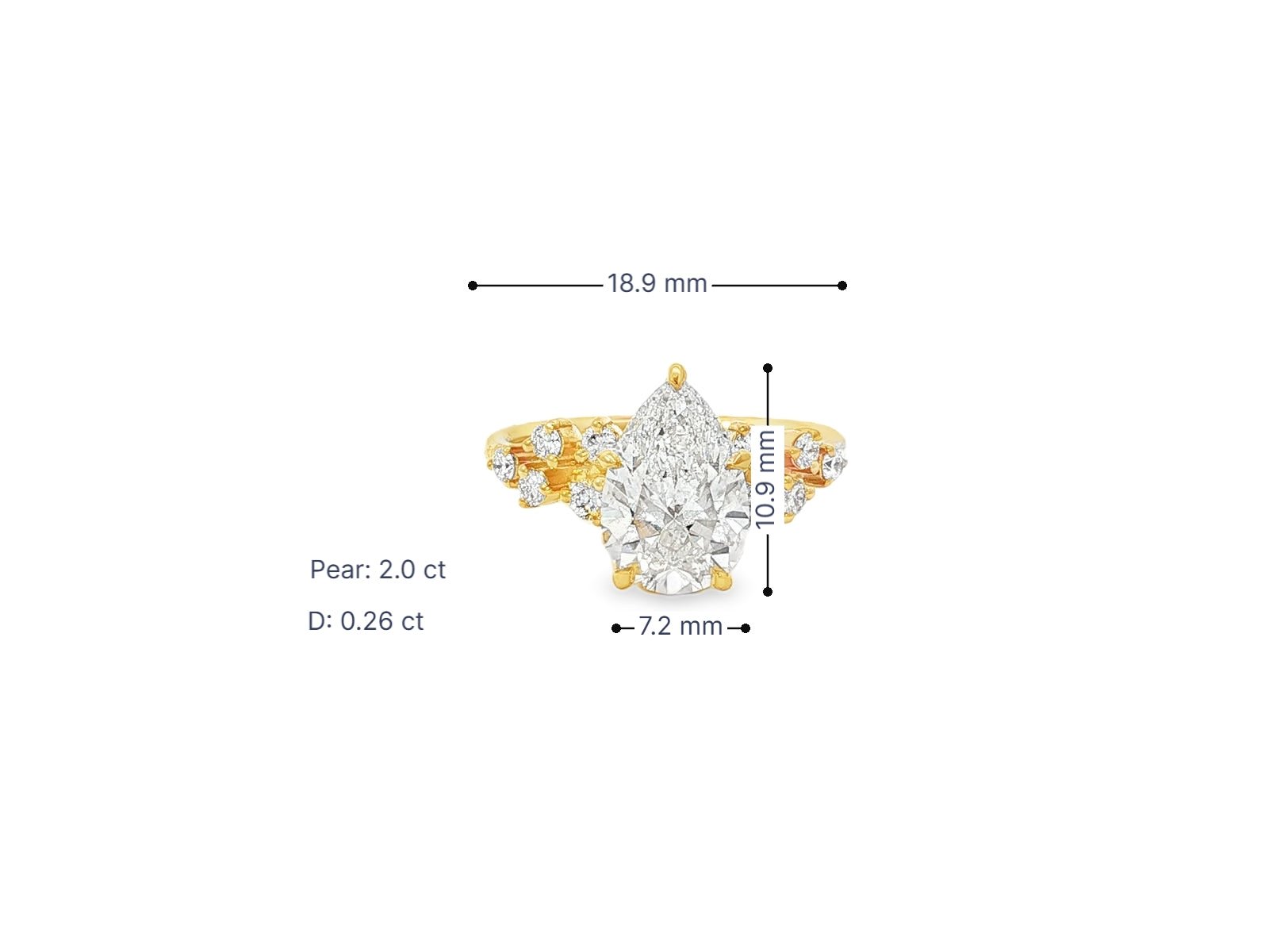 14k Pear - Shape Diamond Cluster Side - Accented Engagement Ring 2.26 CT - AVI THE JEWELER