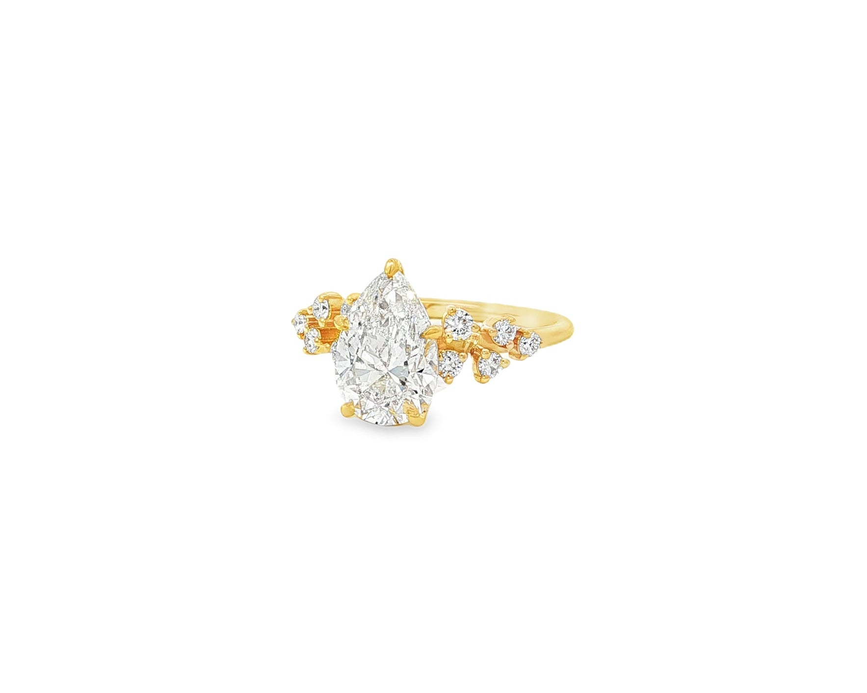 14k Pear - Shape Diamond Cluster Side - Accented Engagement Ring 2.26 CT - AVI THE JEWELER