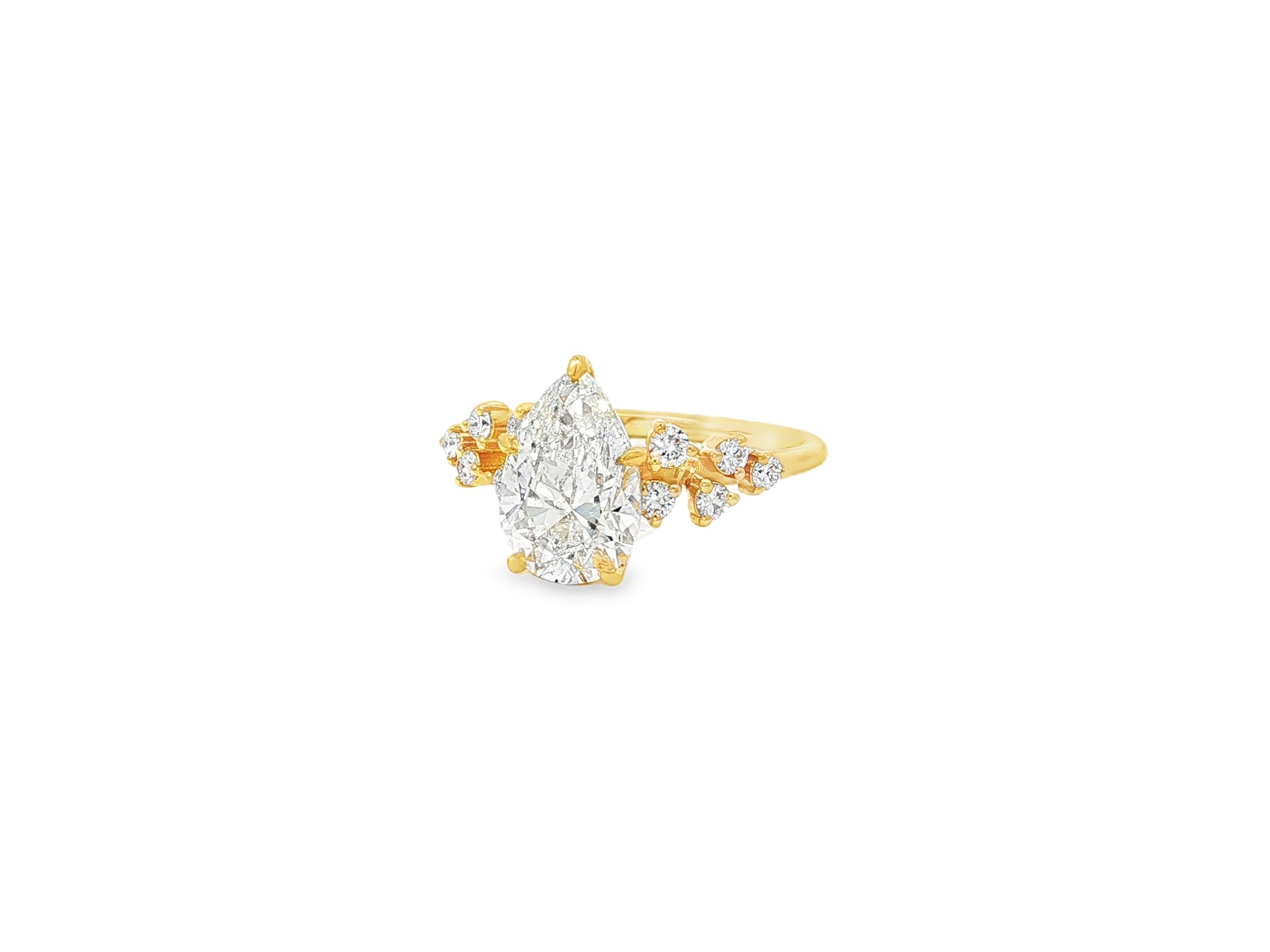 14k Pear - Shape Diamond Cluster Side - Accented Engagement Ring 2.26 CT - AVI THE JEWELER