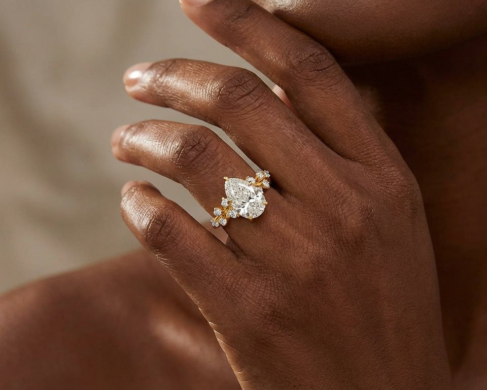 14k Pear - Shape Diamond Cluster Side - Accented Engagement Ring 2.26 CT - AVI THE JEWELER