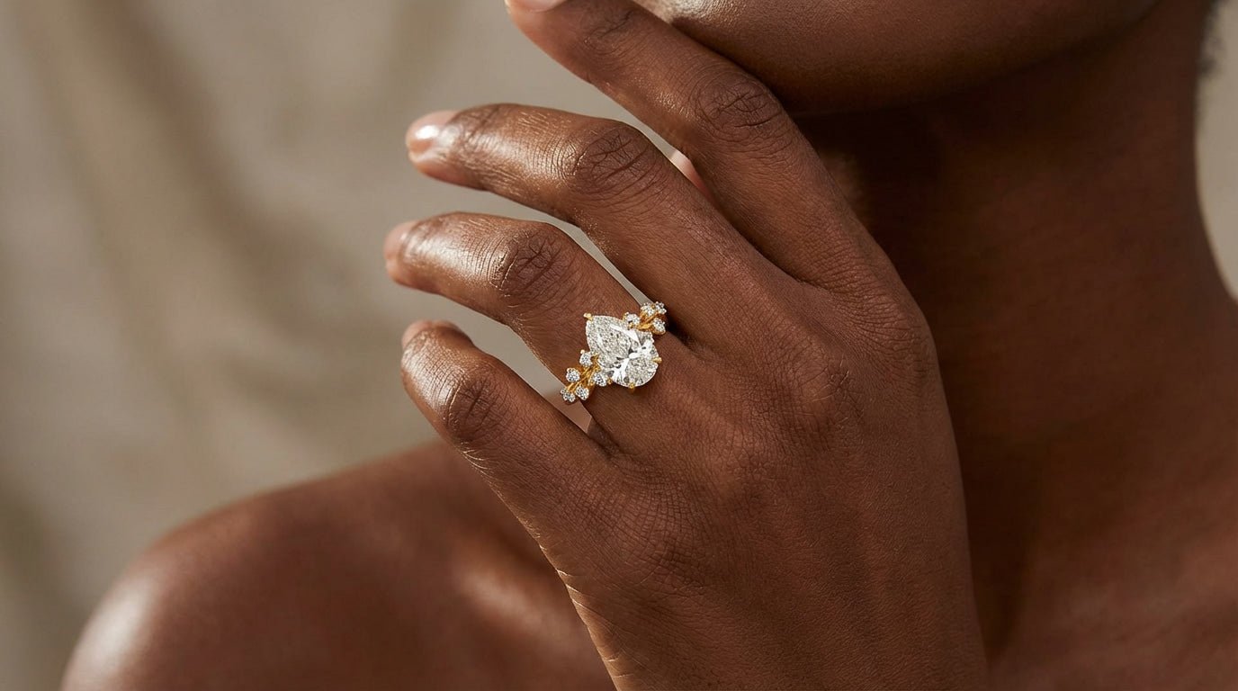 14k Pear - Shape Diamond Cluster Side - Accented Engagement Ring 2.26 CT - AVI THE JEWELER