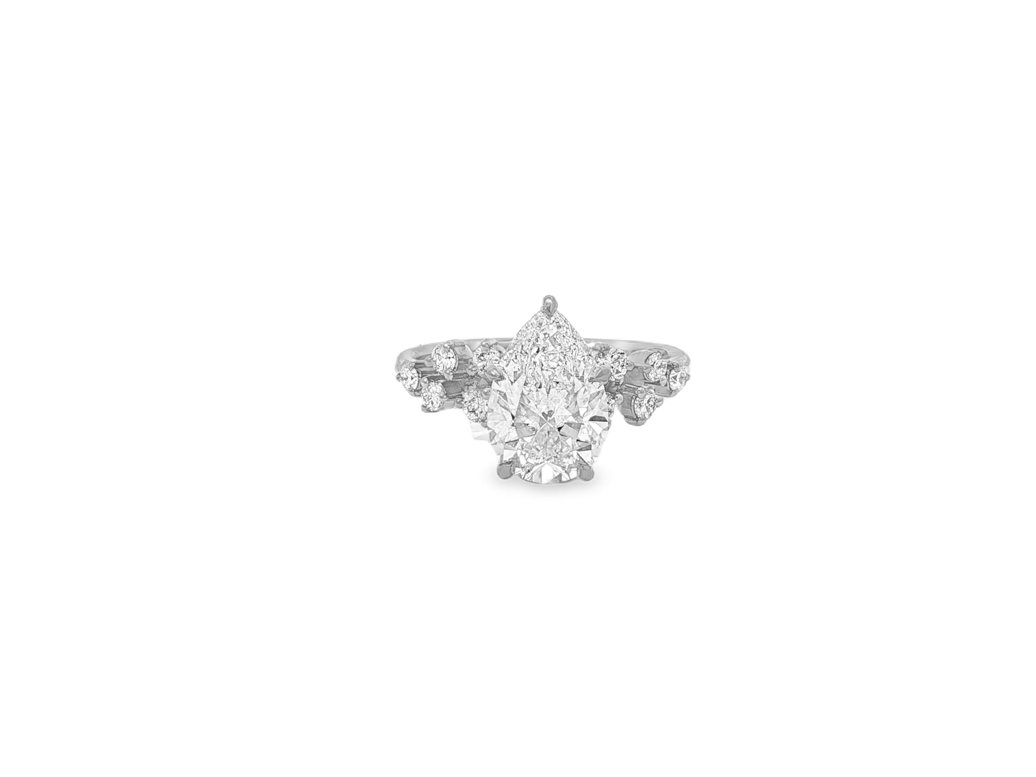 14k Pear - Shape Diamond Cluster Side - Accented Engagement Ring 2.26 CT - AVI THE JEWELER