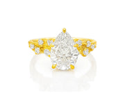14k Pear-Shape Diamond Cluster Side-Accented Engagement Ring 2.26 CT