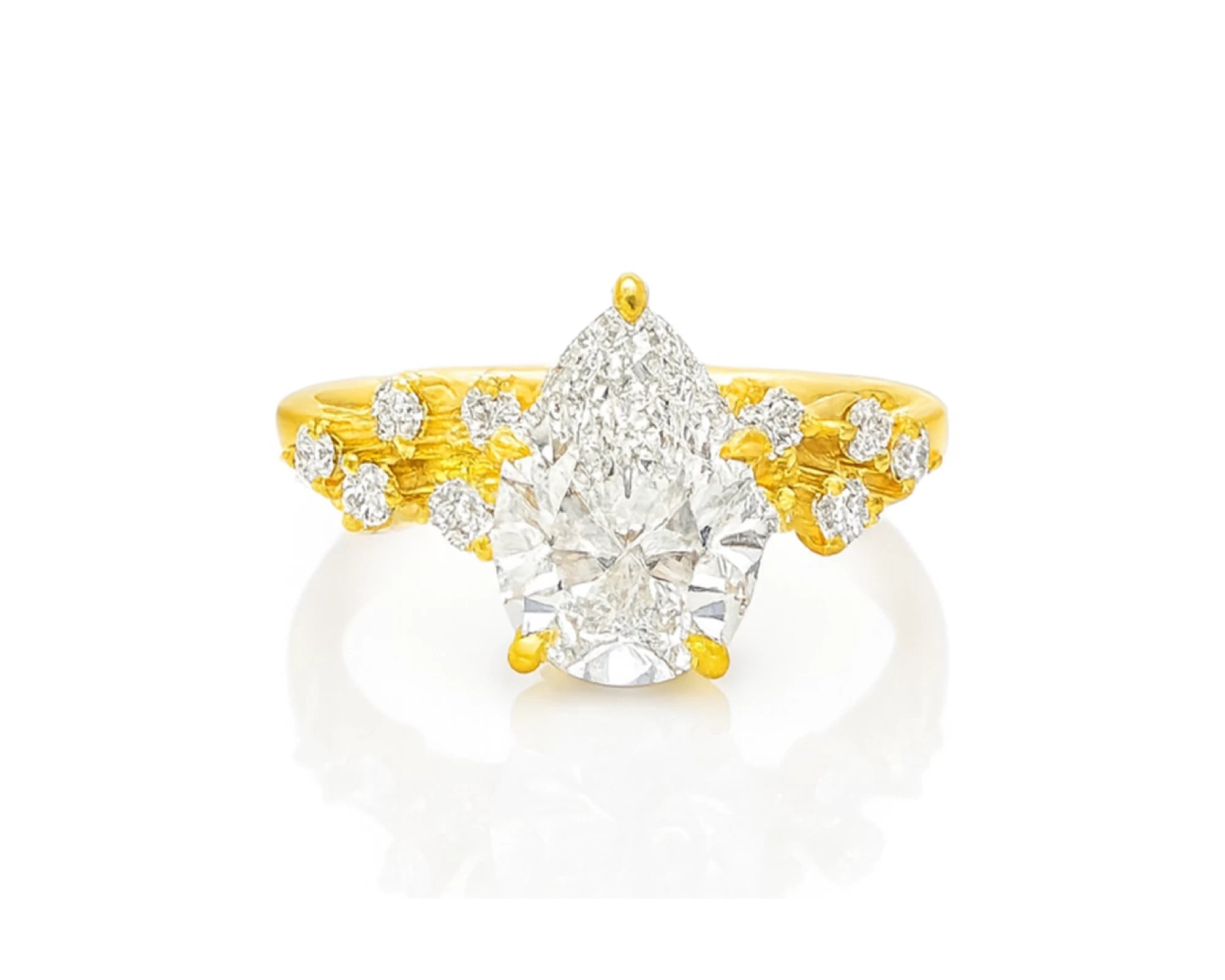 14k Pear-Shape Diamond Cluster Side-Accented Engagement Ring 2.26 CT – lifestyle 2225