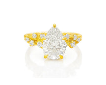 14k Pear-Shape Diamond Cluster Side-Accented Engagement Ring 2.26 CT