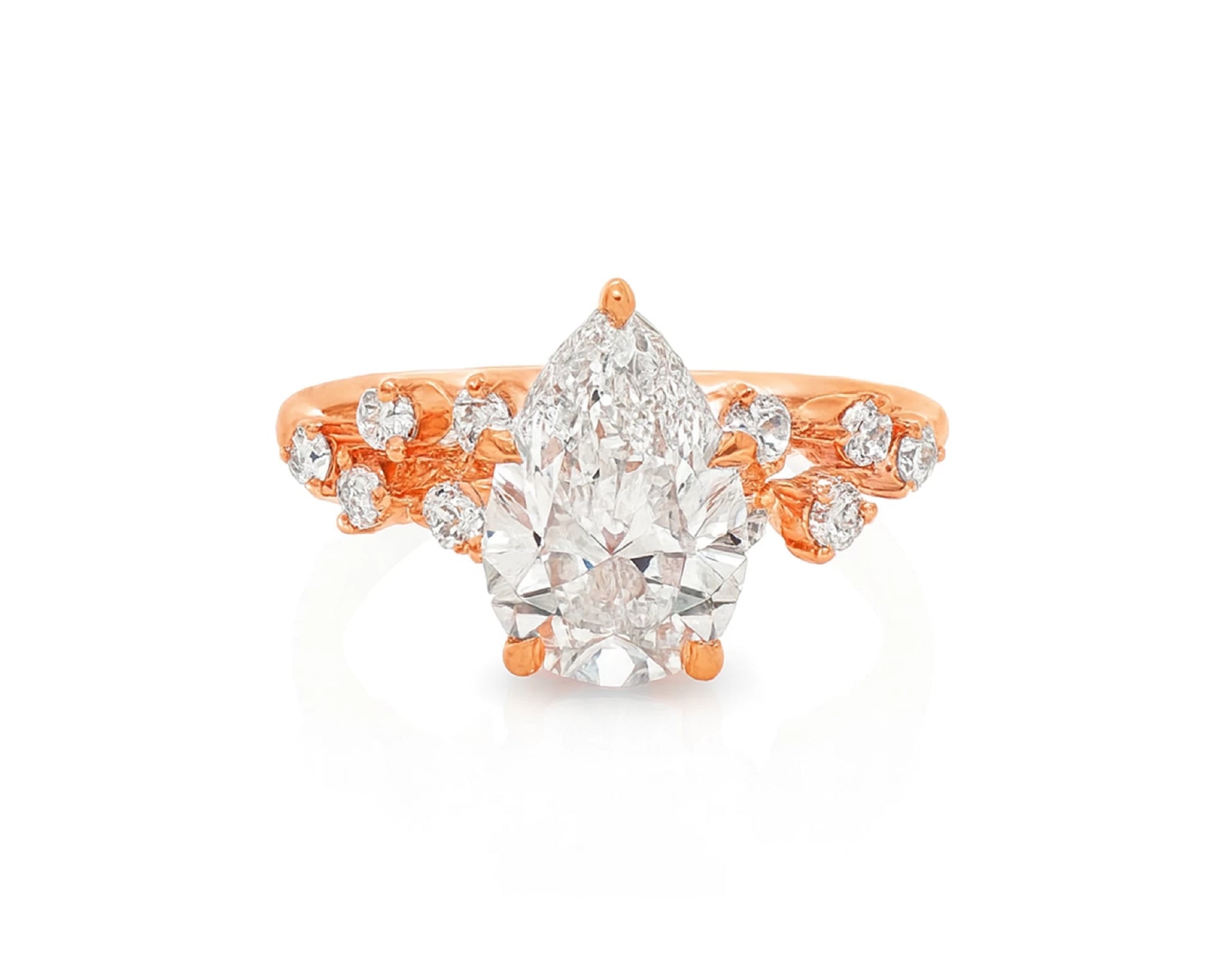 14k Pear-Shape Diamond Cluster Side-Accented Engagement Ring 2.26 CT – lifestyle 2227