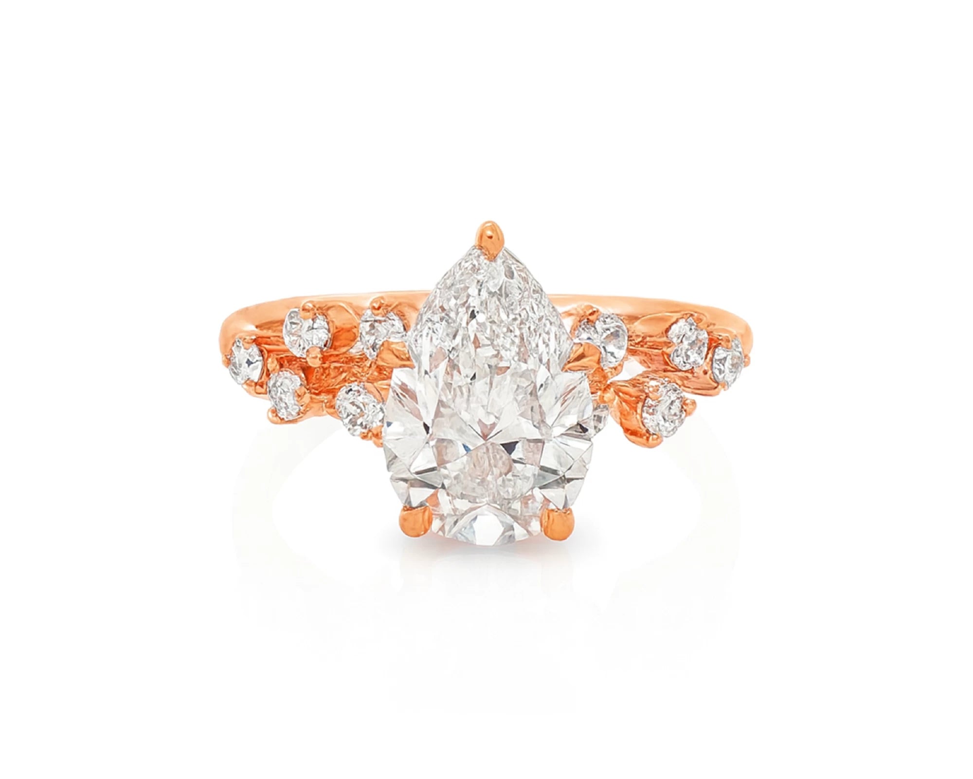 14k Pear-Shape Diamond Cluster Side-Accented Engagement Ring 2.26 CT – lifestyle 2227