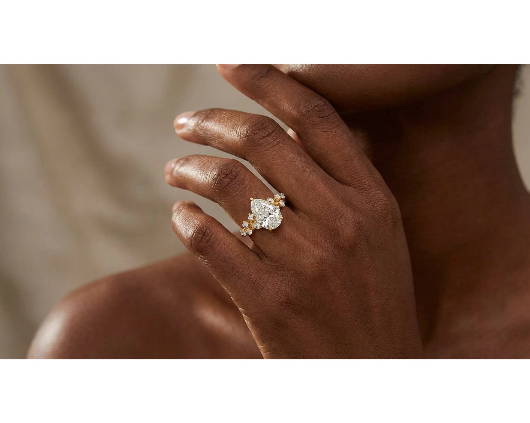 14k Pear-Shape Diamond Cluster Side-Accented Engagement Ring 2.26 CT – view 2