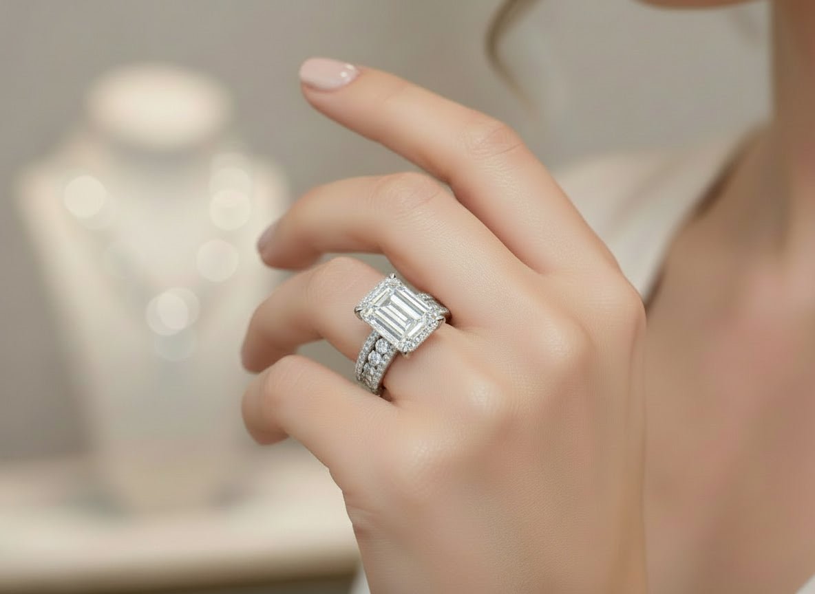 14k Radiant Cut Double Row Diamond Band Engagement Ring 8.43 CT - AVI THE JEWELER