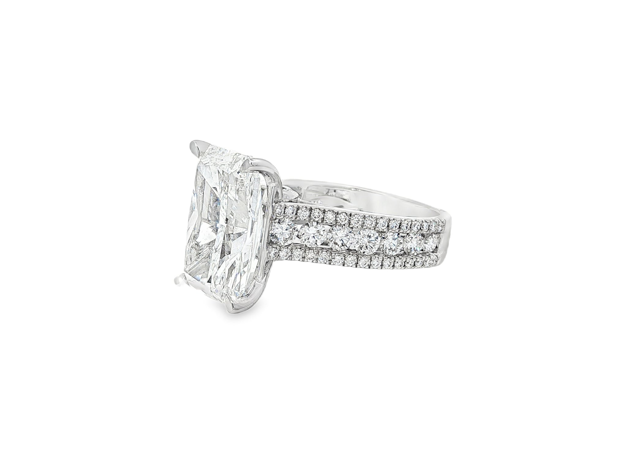 14k Radiant Cut Double Row Diamond Band Engagement Ring 8.43 CT - AVI THE JEWELER