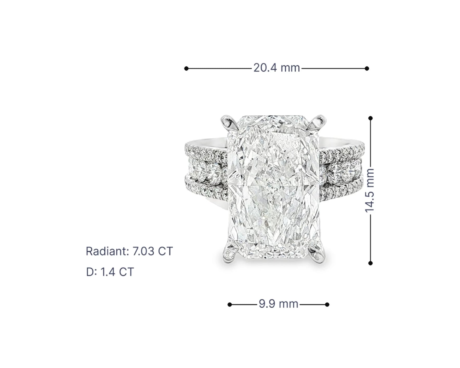 14k Radiant Cut Double Row Diamond Band Engagement Ring 8.43 CT – lifestyle 3095