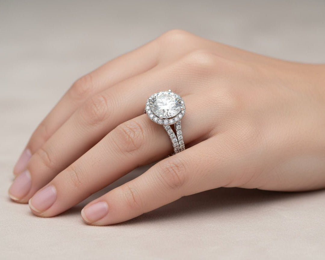 14k Round Cut Double Halo Diamond Engagement Ring 8.5 CT - AVI THE JEWELER