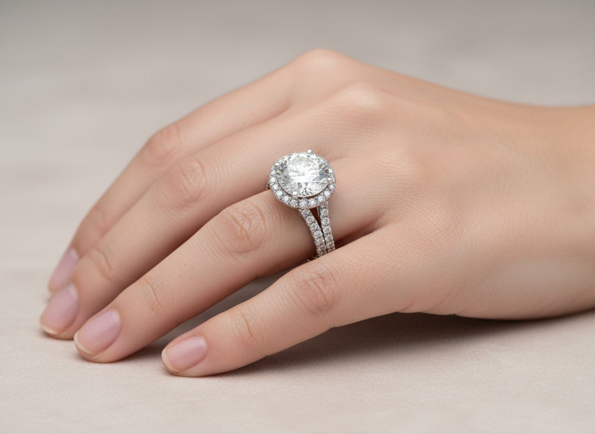 14k Round Cut Double Halo Diamond Engagement Ring 8.5 CT - AVI THE JEWELER