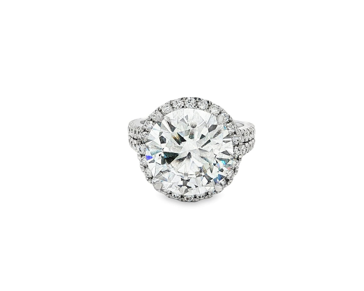 14k Round Cut Double Halo Diamond Engagement Ring 8.5 CT - AVI THE JEWELER