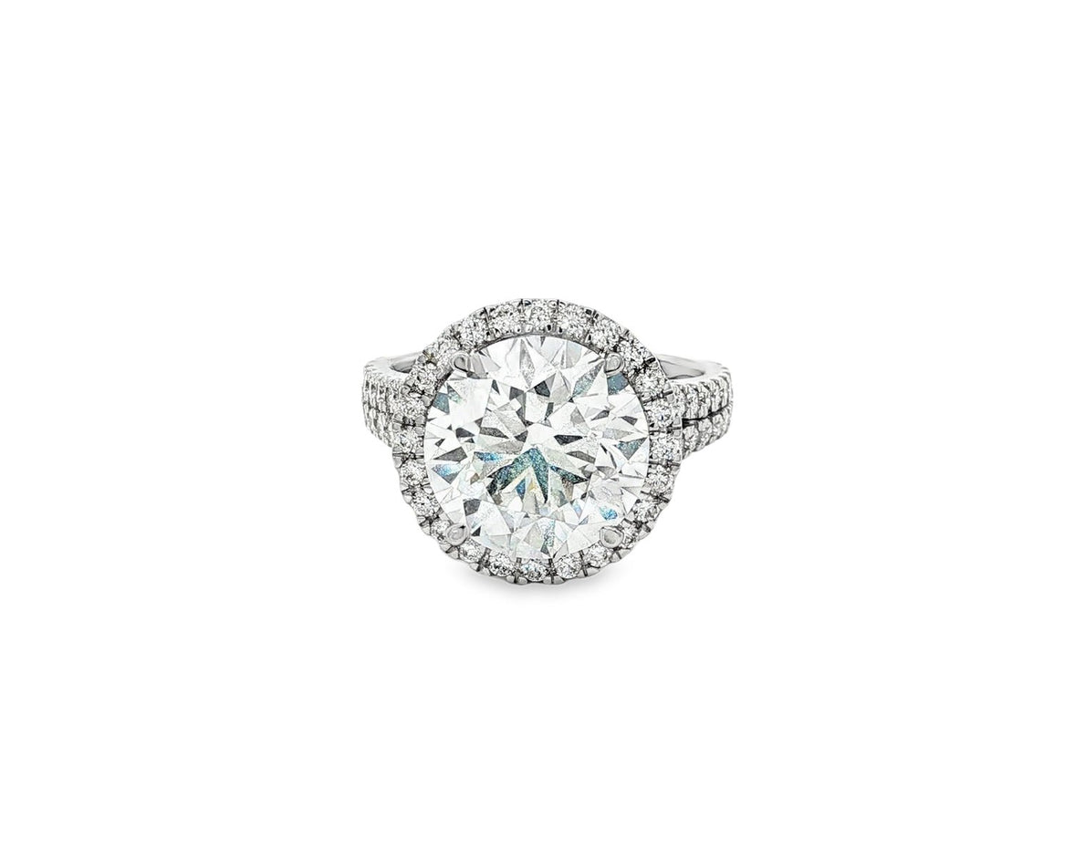 14k Round Cut Double Halo Pavé Engagement Ring 6.16 CT - AVI THE JEWELER