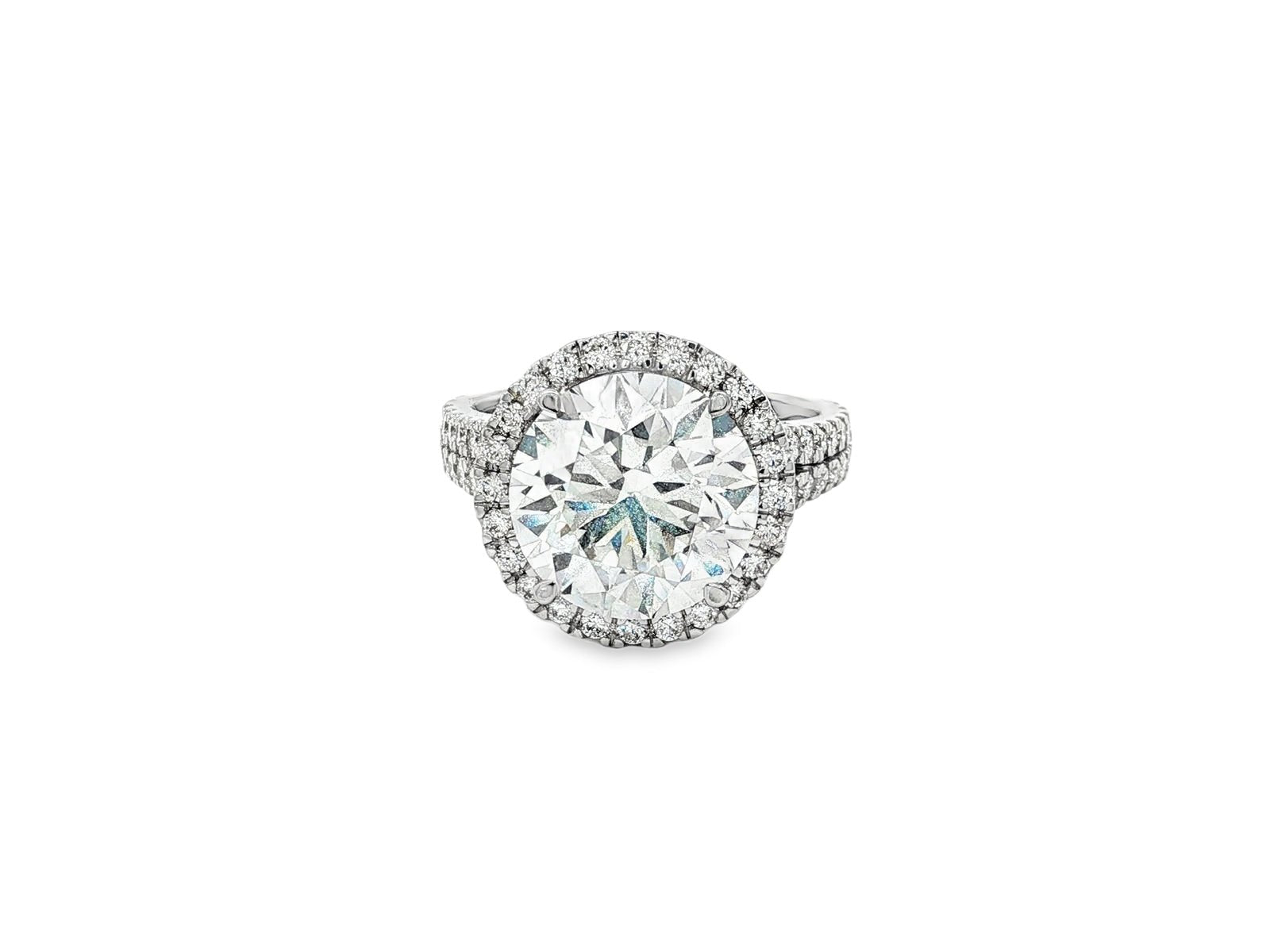 14k Round Cut Double Halo Pavé Engagement Ring 6.16 CT - AVI THE JEWELER