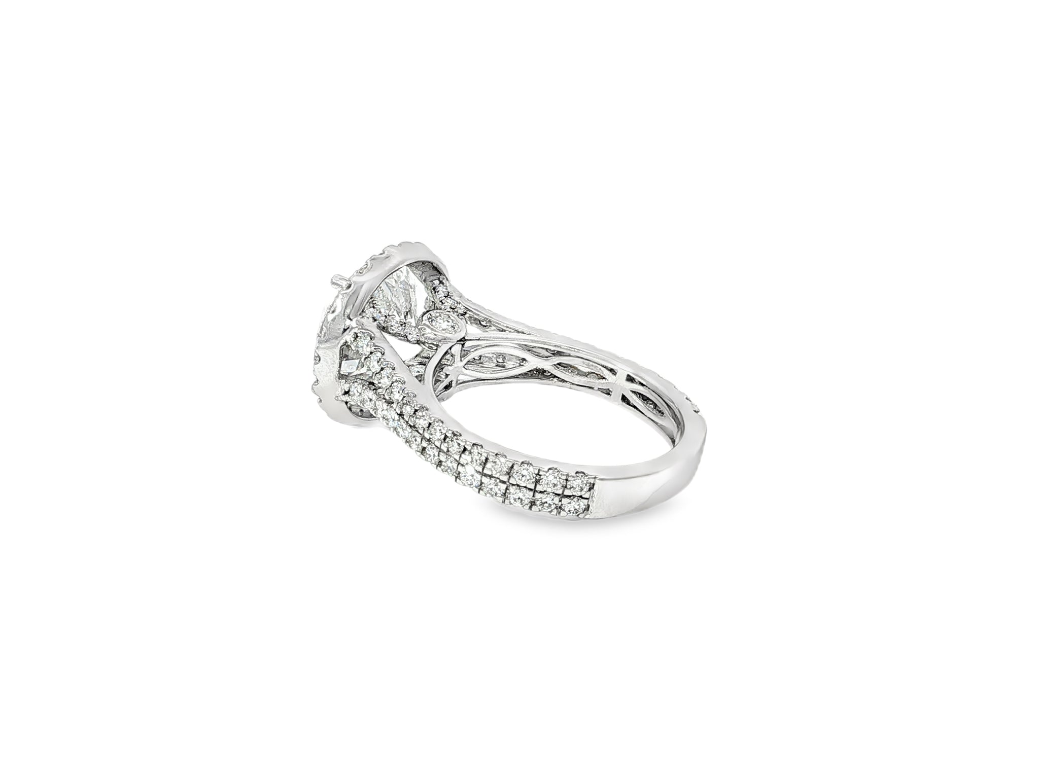 14k Round Cut Double Halo Pavé Engagement Ring 6.16 CT - AVI THE JEWELER