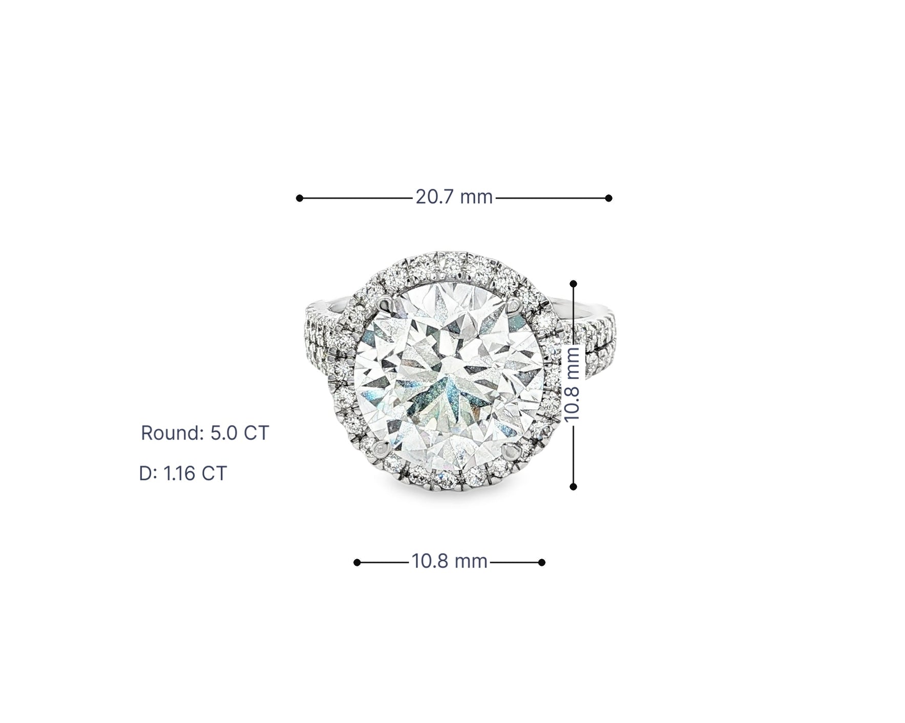 14k Round Cut Double Halo Pavé Engagement Ring 6.16 CT - AVI THE JEWELER