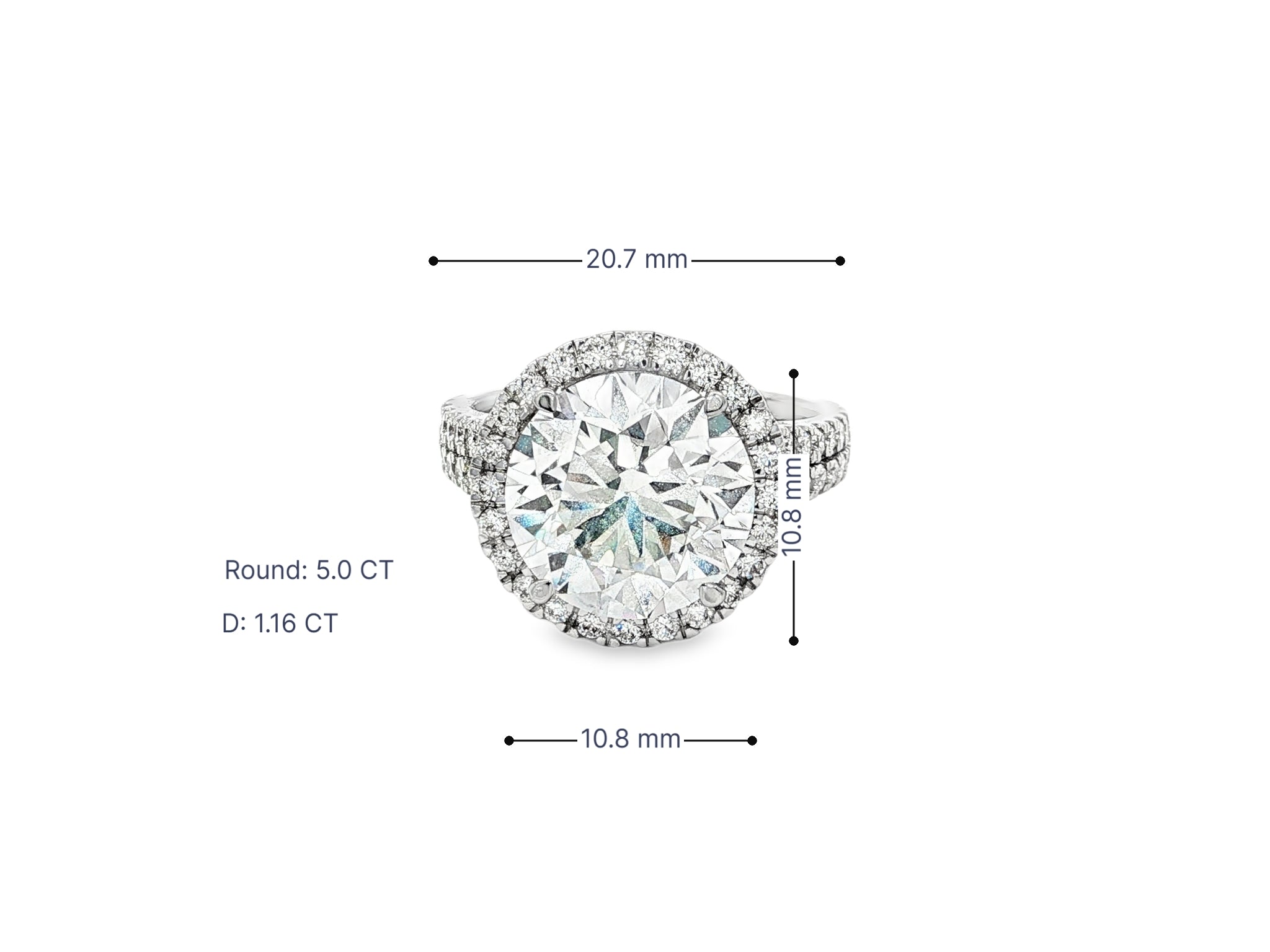 14k Round Cut Double Halo Pavé Engagement Ring 6.16 CT - AVI THE JEWELER