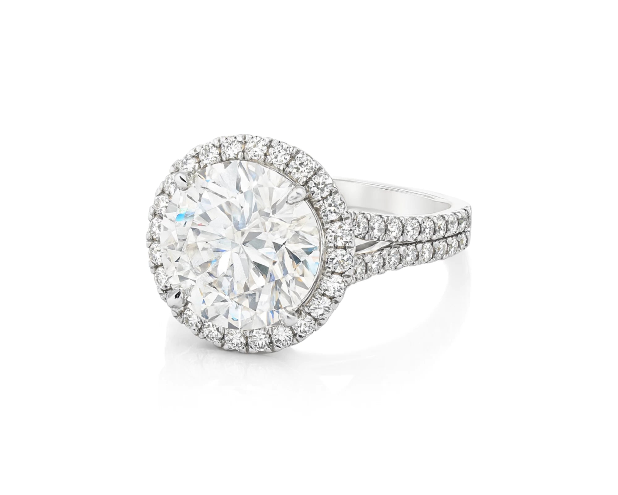 14k Round Cut Double Halo Pavé Engagement Ring 6.16 CT – lifestyle 1908