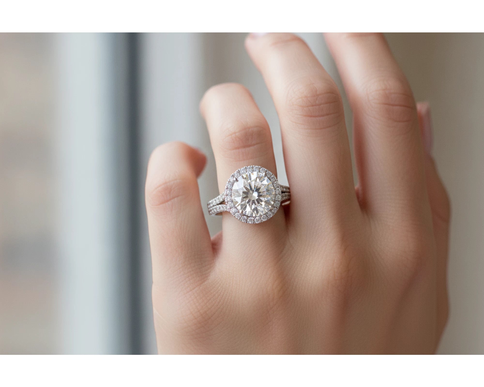14k Round Cut Double Halo Pavé Engagement Ring 6.16 CT – lifestyle 2005
