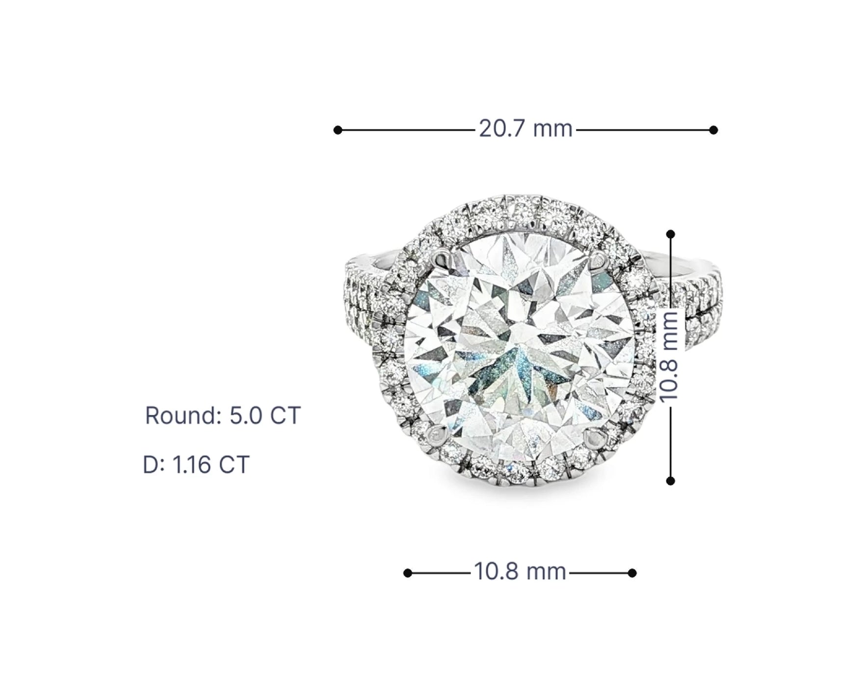 14k Round Cut Double Halo Pavé Engagement Ring 6.16 CT – lifestyle 3059