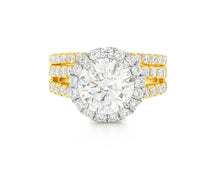 14k Round Cut Halo Diamond Engagement Ring Set 3.80 CT
